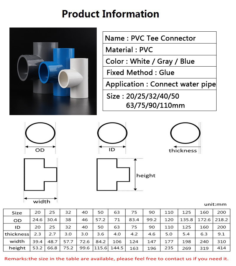 PVC pipe fittings size